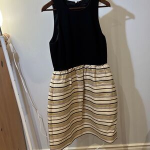 J. Crew Classic Black gold & cream Dress with pockets!